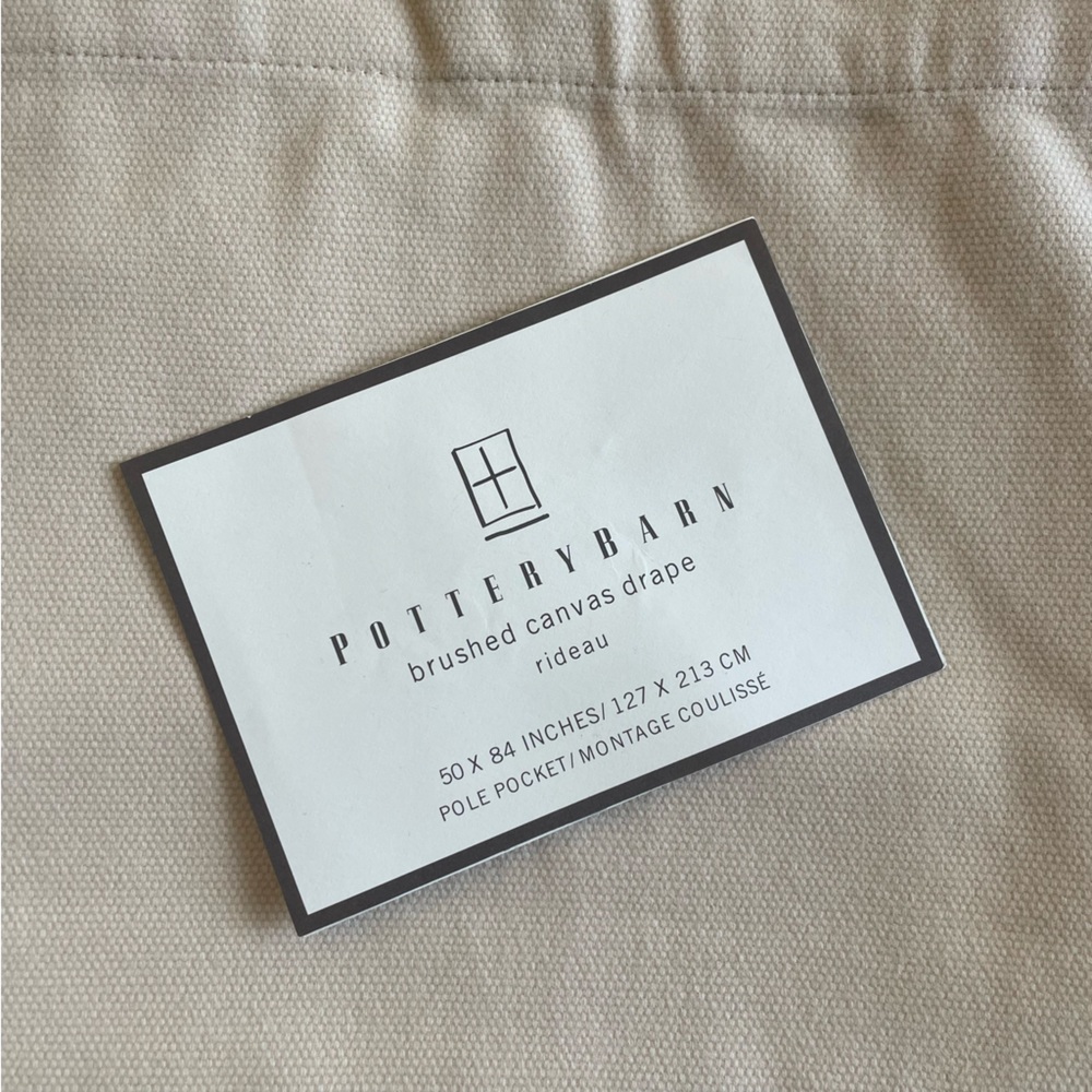 (2) Pottery Barn Brushed Canvas Drape | 50x84 | Pole Pocket | Color: Rideau